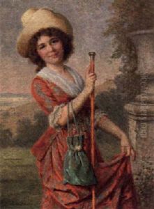 Portrait Of A Young Girl In A Rust Coloured Dress, Holding A Cane Portrait Of A Young Girl In A Rust Coloured Dress, Holding A Cane