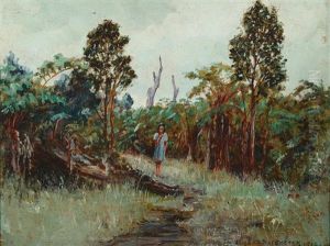 Landscape With A Young Woman On A Path