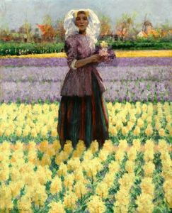 Woman In A Field Of Hyacinths