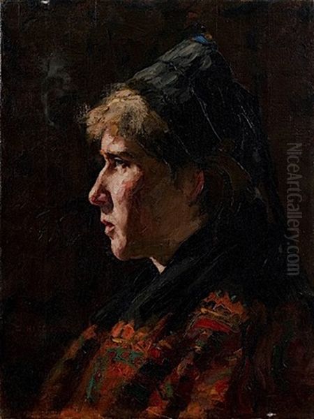 Tete De Femme De Profil En Costume Traditionnel Hollandais - view 1