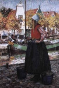 Woman Along Canal by George Hitchcock