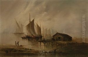 Boats Off The Dock And Landscape With Cottage: Two Works by Joseph Hitchens