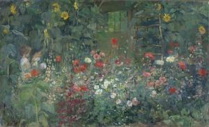 Blumengarten Mit Zwei Kindern by Dora Hitz