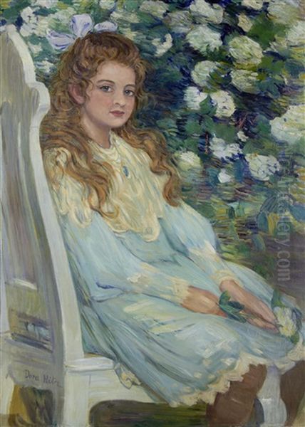 Portrait Of A Girl, Seated, Wearing A Blue Dress - view 1