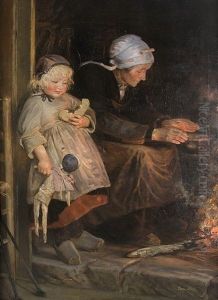 In The Glow Of The Hearth by Dora Hitz