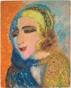 Flickhuvud I Gul Mossa (girl Head In Yellow Hat)