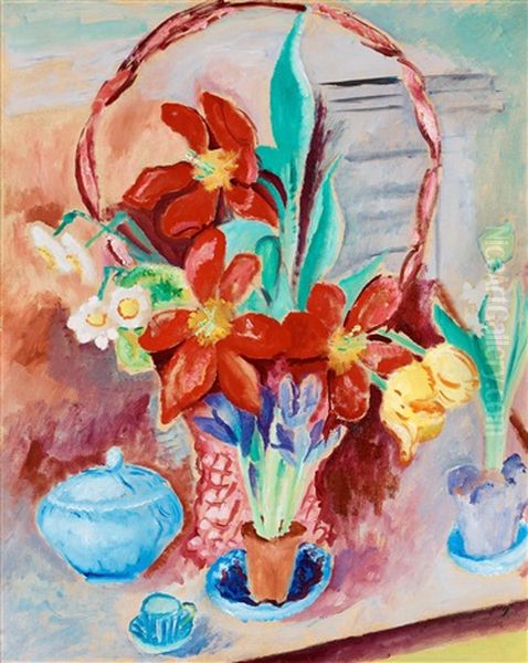 Tulpaner I Blomsterkorg (tupips In Flower Basket) - view 1