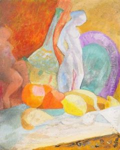 Stilleben Med Frukter Och Statyett by Sigrid Hjerten