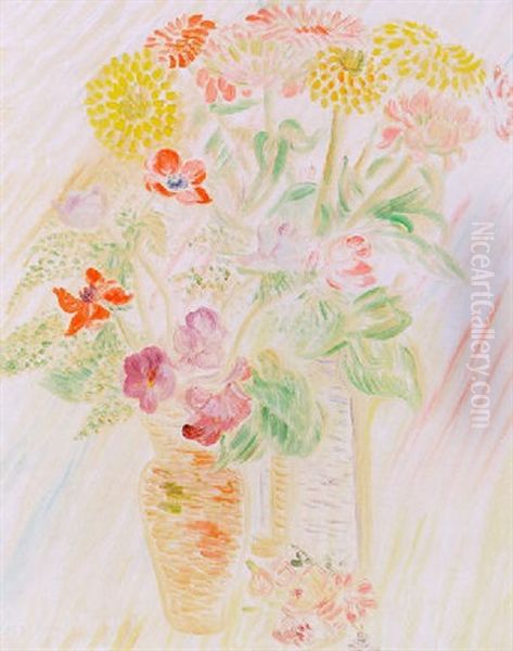 Blomsterstilleben Med Zinnior Och Anemoner - view 1