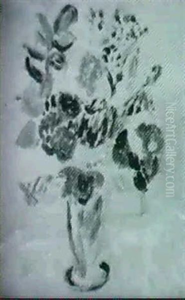 Blommor I Vas Mot Turkos Fond - view 1
