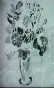 Blommor I Vas Mot Turkos Fond by Sigrid Hjerten