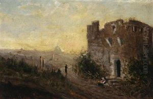 Auf Der Landstrase Vor Den Toren Von Rom by Wilhelm Hjorth