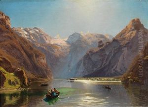 Sommerfrische Am Gosausee Mit Blick Auf Den Dachstein by Anton Hlavacek