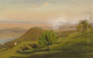 Blick Vom Bisamberg Auf Die Donau Bei Wien