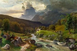 Gebirgstal Mit Wildbach