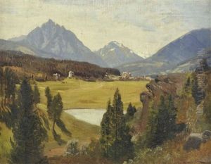 Igls Mit Dem Unteren Lanser See Bei Innsbruck by Anton Hlavacek