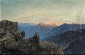 Otztaler Alpen Im Morgenlicht Vom Ortler Aus Gesehen by Anton Hlavacek