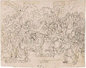 Recto : The Road To Calvary; Verso : The Entombment by Dirck Barendsz.