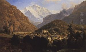 Ansicht Von Interlaken Mit Blick Auf Die Jungfrau