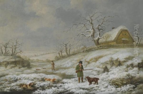 Snipe Shooting In A Winter Landscape - view 1