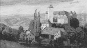 Schlos Viechtenstein An Der Donau by Anton Hlavacek