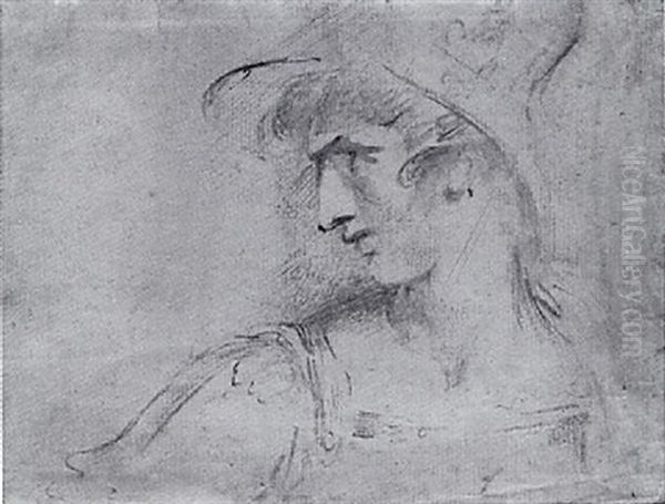 Head Of A Soldier In Antique Armour - view 1