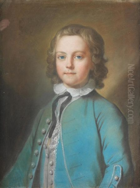 Portrait Of John Yate As A Young Boy, Bust-length, In A Blue Coat - view 1