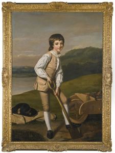 Portrait Of Sir William Clayton, 4th Bt (1762-1834) When A Boy, Wearing A Buff Waistcoat And White Shirt, Holding A Spade