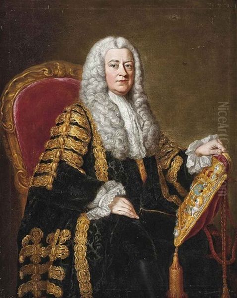 Portrait Of Philip Yorke, 1st Earl Of Hardwicke (1690-1764) In The Robes Of The Lord Keeper Of The Great Seal - view 1