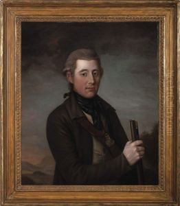 Portrait Of A Huntsman With Musket And Powder Horn