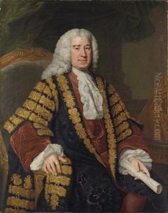 Portrait Of Henry Pelham Seated In Chancellor's Robes, A Scroll In His Left Hand