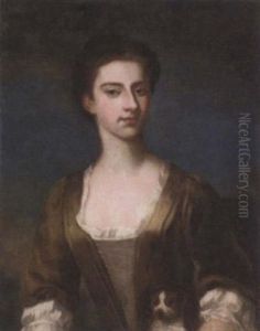 Portrait Of Elizabeth Warburton In Brown Dress With Lace Trim