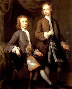 Portrait Of Thomas And George Parker Wearing A Grey And Brown Coat Respectively