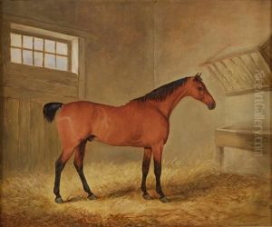 A Bay Hunter In A Stable Interior by James Barenger