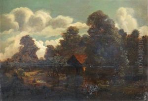 A Watermill In A Wooded Clearing by Meindert Hobbema