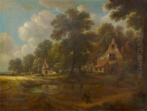 Hamlet With Figures And A Pond