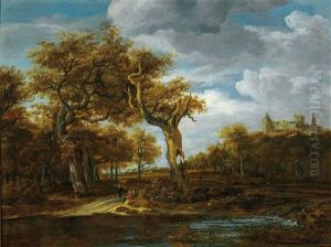 A Wooden Landscape With Bentheim Castle by Meindert Hobbema
