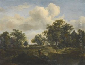 A Hamlet In A Woodland Glade Of Oaks