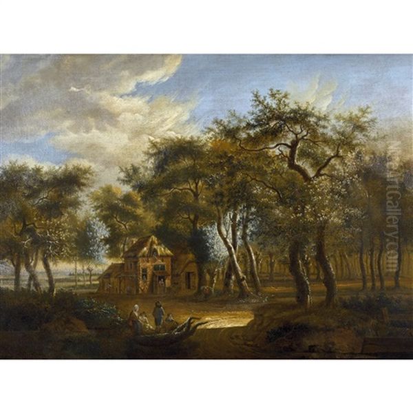 Waldlandschaft Mit Bauernhaus Und Staffage - view 1