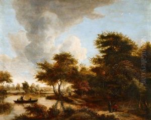 Flusslandschaft Mit Fahrboot by Meindert Hobbema