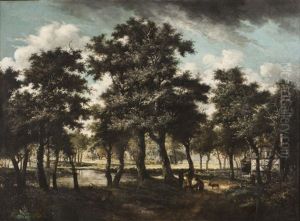 Landscape With Forest And Houses by Meindert Hobbema