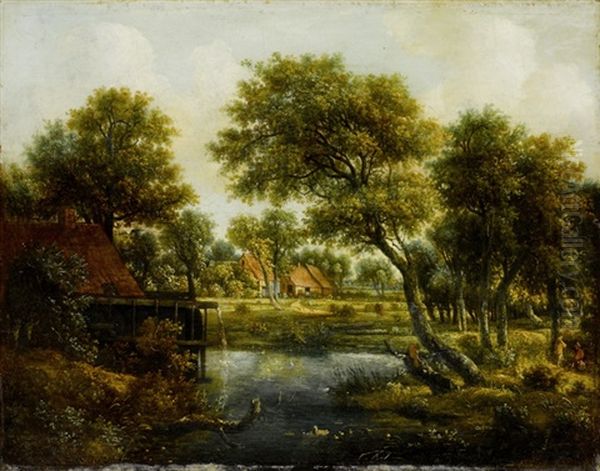 Baumreiche Landschaft Mit Wassermuhle - view 1