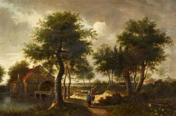 Landschaft Mit Wassermuhle Und Figurenstaffage - view 1