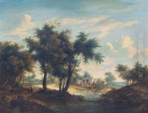 Mill In A River Landscape by Meindert Hobbema