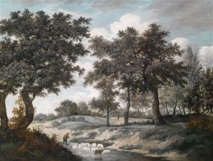 Ein Schafer Trankt Seine Herde In Einer Furt Ein Schafer Trankt Seine Herde In Einer Furt