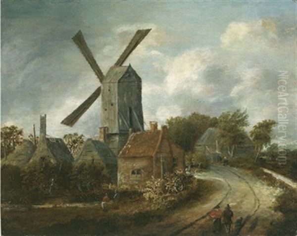 Landschaft Mit Windmuhle Zwischen Hausern - view 1
