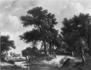 Baumbestandene Landschaft Mit Rastenden Bauern by Meindert Hobbema