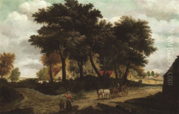 Dorflandschaft Mit Pferdewagen - view 1