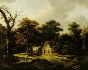 Skogslandskap Med Hus by Meindert Hobbema