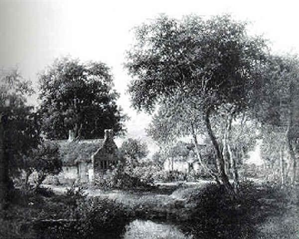 Wooded Landscape With Cottages By A Stream - view 1